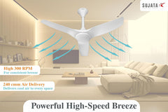 Sujata Serene Air BLDC 1200 mm Ceiling Fan with RF Remote | 5 Star (White)-3