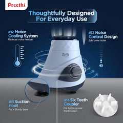 Preethi Blueleaf Titanium 15.0 | Mixer grinder | 1000 Watt Mixie with 15 advanced features| 7 Jars