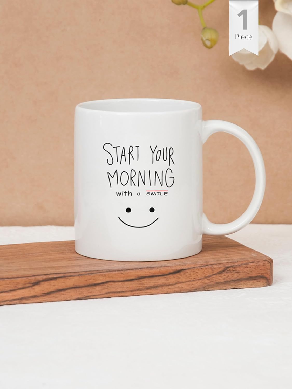 Clay Craft Fine Ceramic Start Your Morning Printed Milk/Coffee Mug 1 Piece 360 ml
