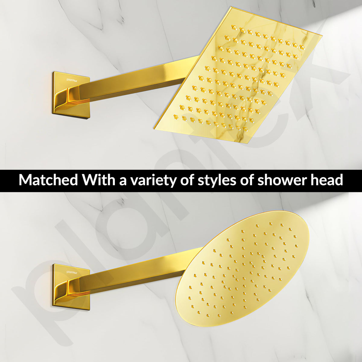 Plantex 12-Inch Shower Arm for Overhead Shower/Stainless Steel Shower Pipe/Wall Mount Bathroom Fitting with 1⁄2-Inch Thread - Pack of 1 (Gold)-5