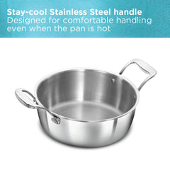 Hawkins 3L Pro Triply Stainless Steel Cook N Serve Bowl with Steel Lid, Silver (PSC30S)