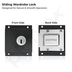 Plantex Sliding Door Lock for Wardrobe/GI Steel Drawer Lock/Suitable for 20mm Sliding Door - Pack of 1 (SL-01, Z-Black)-5