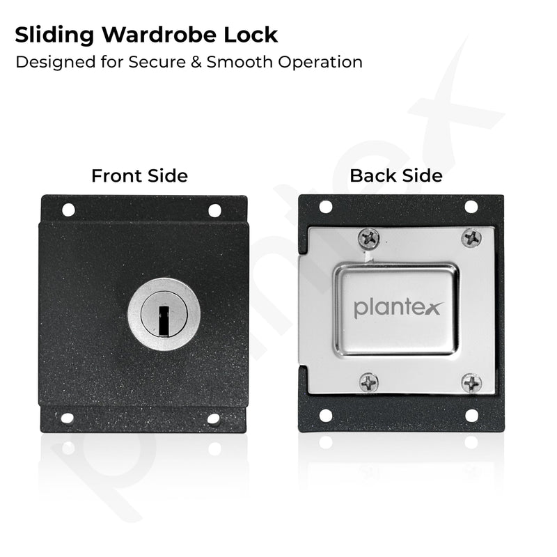 Plantex Sliding Door Lock for Wardrobe/GI Steel Drawer Lock/Suitable for 20mm Sliding Door - Pack of 1 (SL-01, Z-Black)-5
