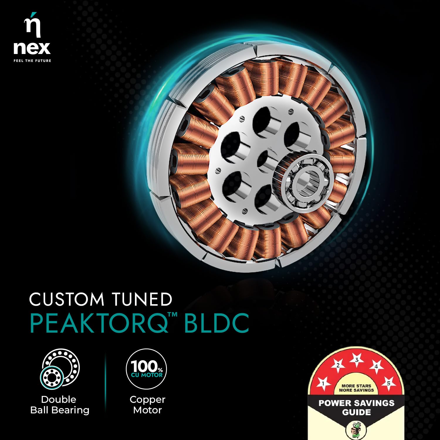 NNEX by BAJAJ Dryft A90 BLDC 1200 MM | BEE 5 Stars Rated Premium Ceiling Fan With Remote Control | 20%* Higher Air Thrust | Airfluence ABS Blade For Low Noise | 2-Yr Warranty Free Installation 【White】