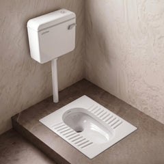 Plantex Indian Toilet with Flush Tank/Ceramic Squating Pan/Flushing Cistern for Bathroom/Indian Commode with 8 ltr. Capacity Flush Tank - Combo (White) (Model APS-2262)-1