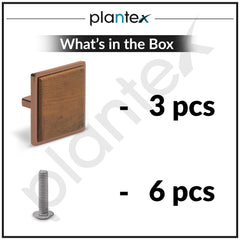 Plantex Knobs for Drawer/Square Drawer Knobs/Knobs for Cabinets/Pull-Push Knobs for Kitchen/Bedroom Drawer - Pack of 3 (Big, Rose Gold & Wood)-5