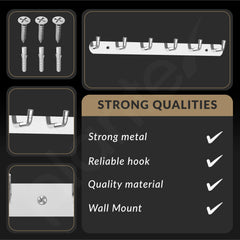 Plantex Wall Hooks for Hanging Cloth/Stainless Steel Towel Hangers/Bathroom Robe Hooks/Door Hangers/Wall Hook Rack/Hook Rail for Hanging Keys - 6 Hooks (Pack of 3, Chrome)-3