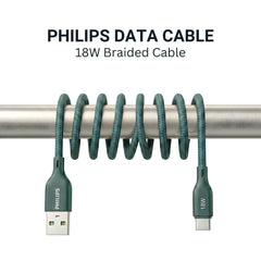 Philips DLC4150AT/94 18W Type-A to Type-C Fast Charging Cable (1.5m, Crystal Teal)
