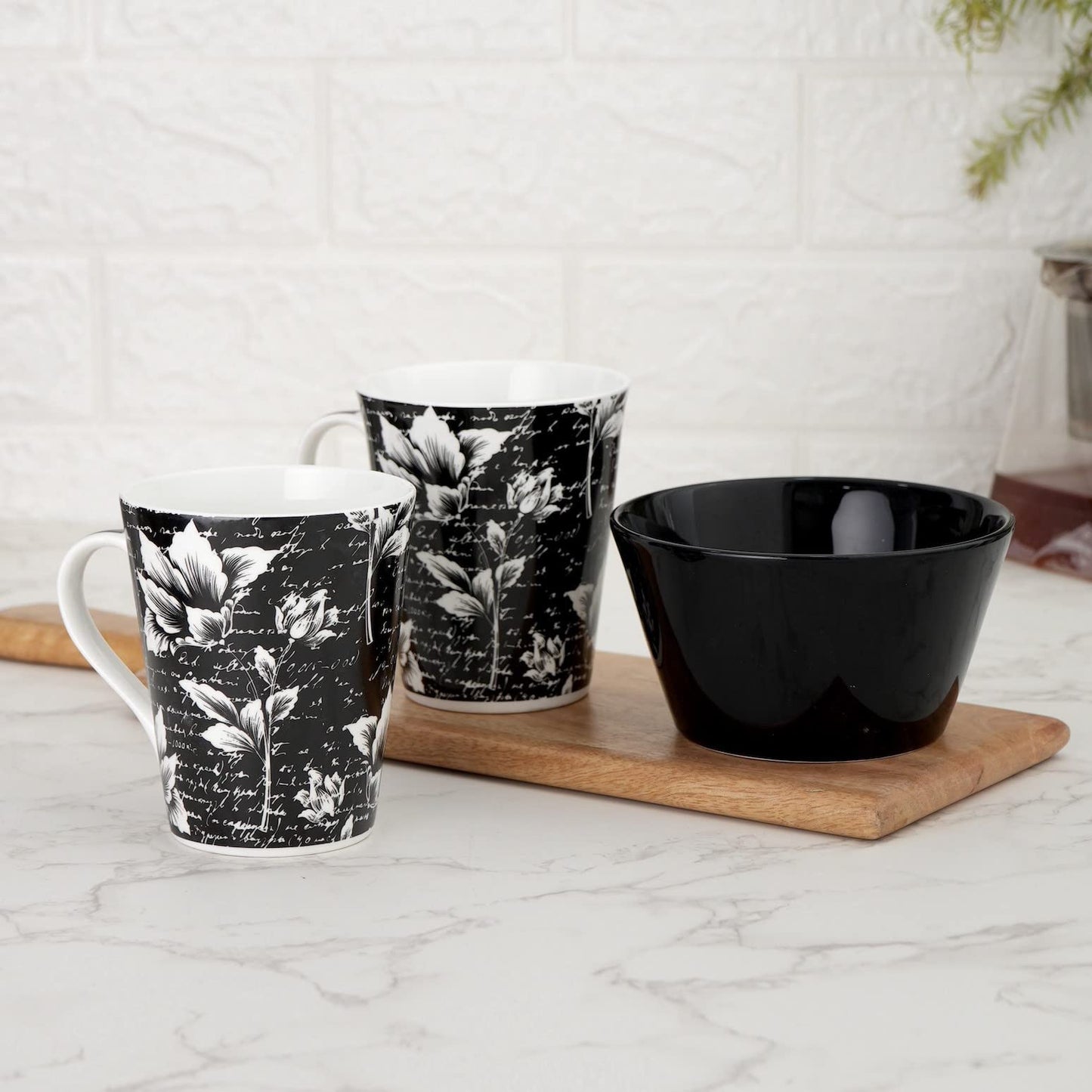 Clay Craft Cream Imperial Cup & Saucer 180ml, Set of 12 (6 Cups + 6 Saucers) Blue