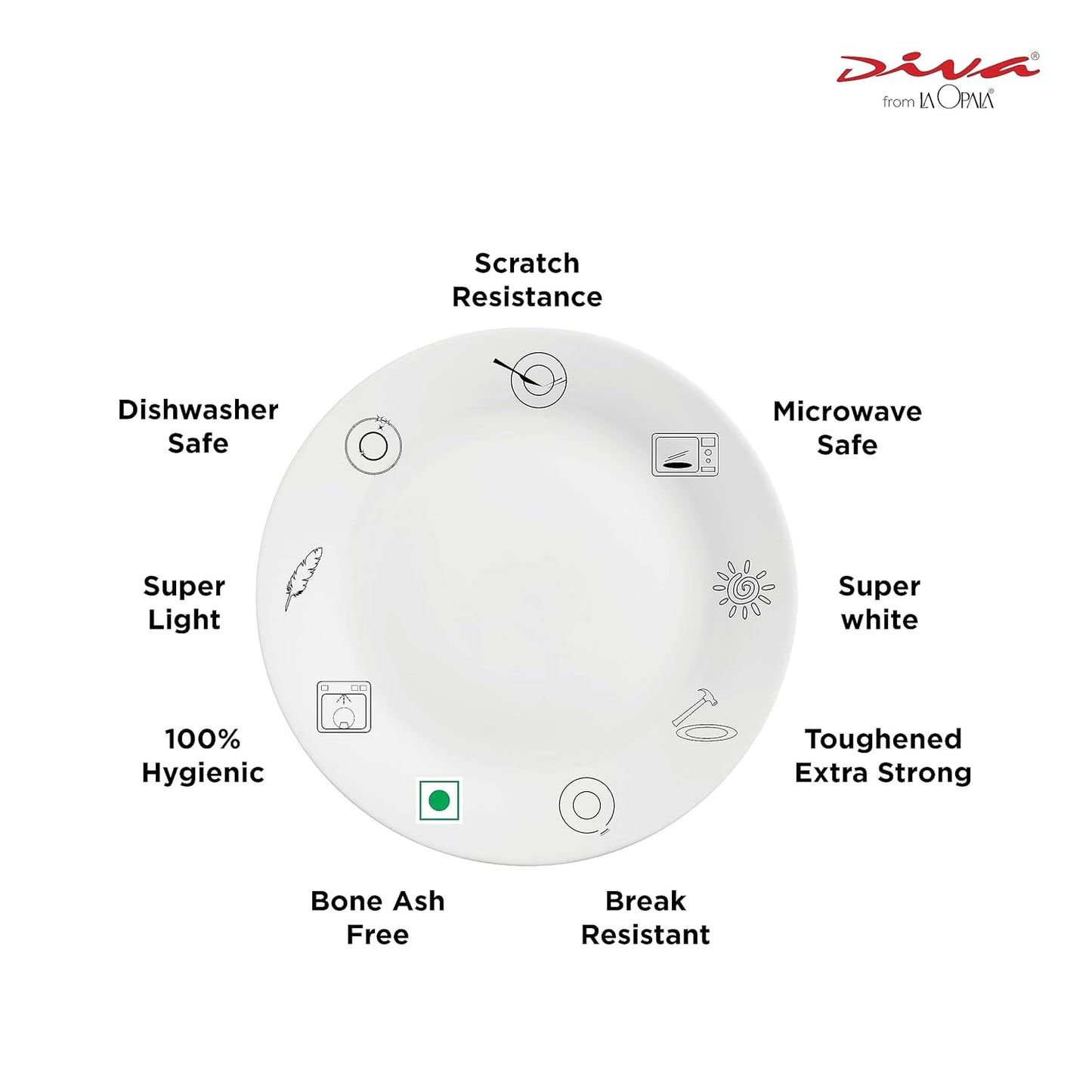 La Opala Diva, Opal Glass Crockery | Cup & Saucer Tulip Large, Set of 12 | Autumn Shadow, 220 ml | for Tea & Coffee | Microwave Safe | 100% Vegetarian | Extra Strong | Super Light | Super White