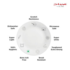 La Opala Diva, Opal Glass Crockery | Cup & Saucer Tulip Large, Set of 12 | Autumn Shadow, 220 ml | for Tea & Coffee | Microwave Safe | 100% Vegetarian | Extra Strong | Super Light | Super White