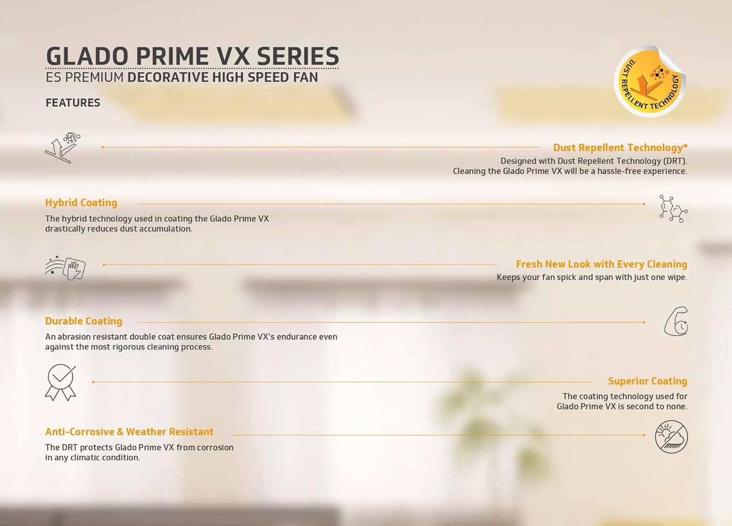 V-Guard Glado Prime Vx 1.2 Meter Sweep 400 RPM Speed (Choco Brown Matte)