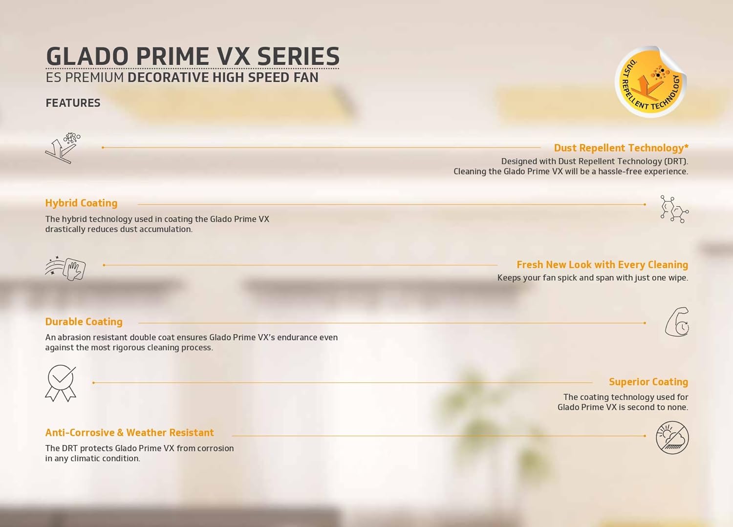 V-Guard Glado Prime Vx 1.2 Meter Sweep 400 RPM Speed (Choco Brown Matte)