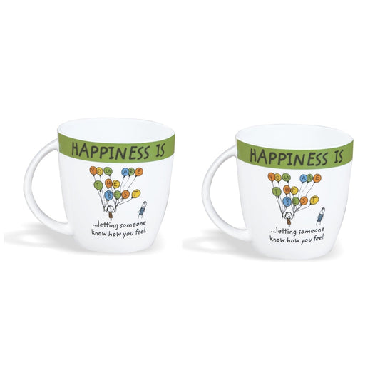 Clay Craft Happiness is Letting Someone Know How You Feel Mug Set of 2