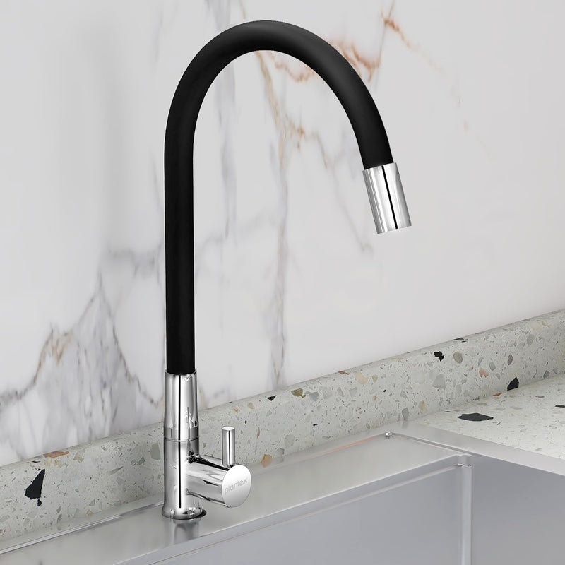 Plantex Pure Brass Flexible Tap for Kitchen Sink/Swan Neck Water Tap Faucet/Kitchen Flexible Sink Tap with Water-Saving Aerator & 360‚° Swivel Spout (ICO-912B)-1
