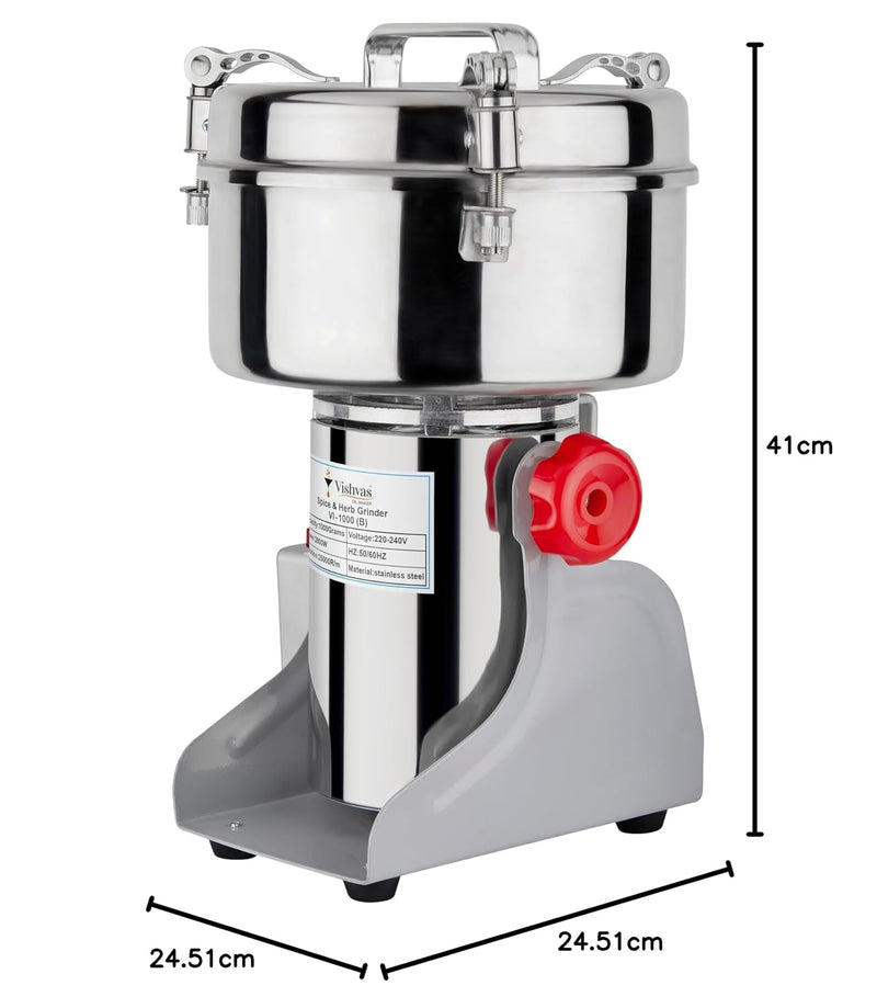 Vishvas Oil Maker Spice Masala Grinder Machine 1Kg with Fast and Efficient Grinding for Spices, Herbs and Dry Fruits 1 Kg, Stainless Steel
