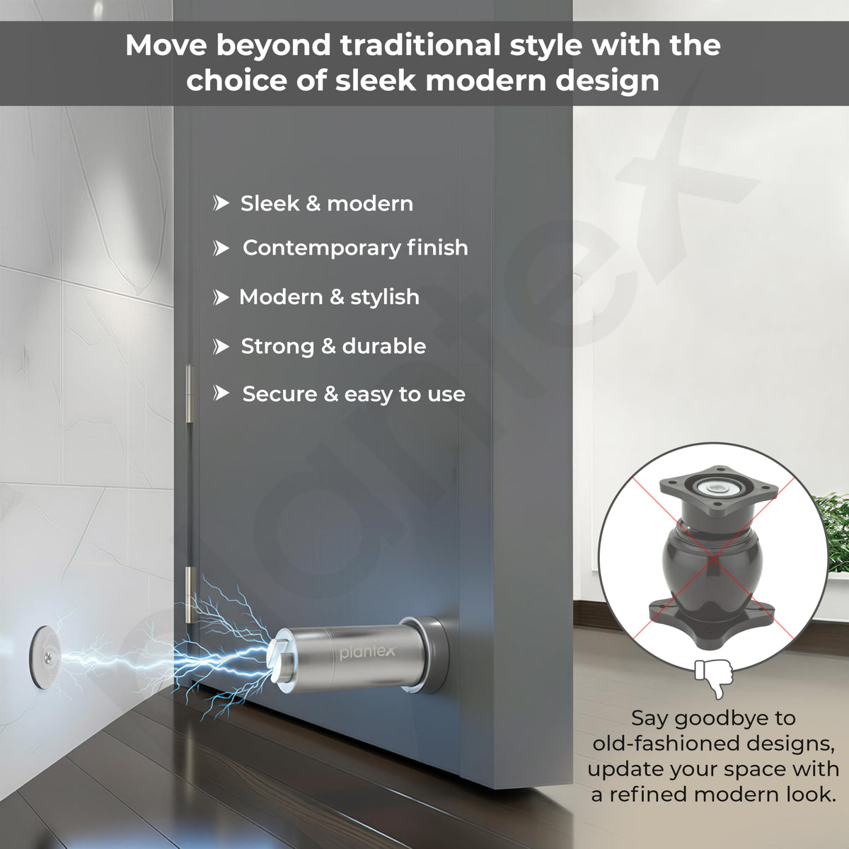 Plantex Stainless Steel Wall-Mounted Magnetic Door Stopper/Door Catcher for Wooden Door/Stops for Door - Pack of 8 (Matt)-2