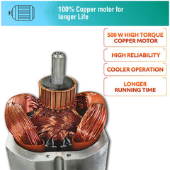 USHA Rapidmix 500-Watt Copper Motor Mixer Grinder With 3 Jars And 2 Years Product Warranty & 5 Years Motor Warranty (Sea Green/White), 500 Watt