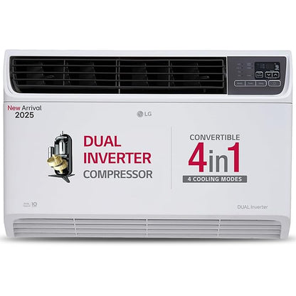 LG 1.5 Ton 5 Star DUAL Inverter Window AC (Copper, Convertible 4-in-1 cooling, 4 Way Air Swing, HD Filter, UW-Q18WUZA, White)