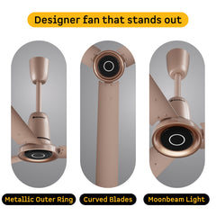 atomberg Studio Nexus 1200mm BLDC Ceiling Fan with IoT & Remote Control | BEE 5-star | New Blade Design | High Air Delivery with Moonbeam Light | Low noise | 5 Year Warranty | Blaze Brown