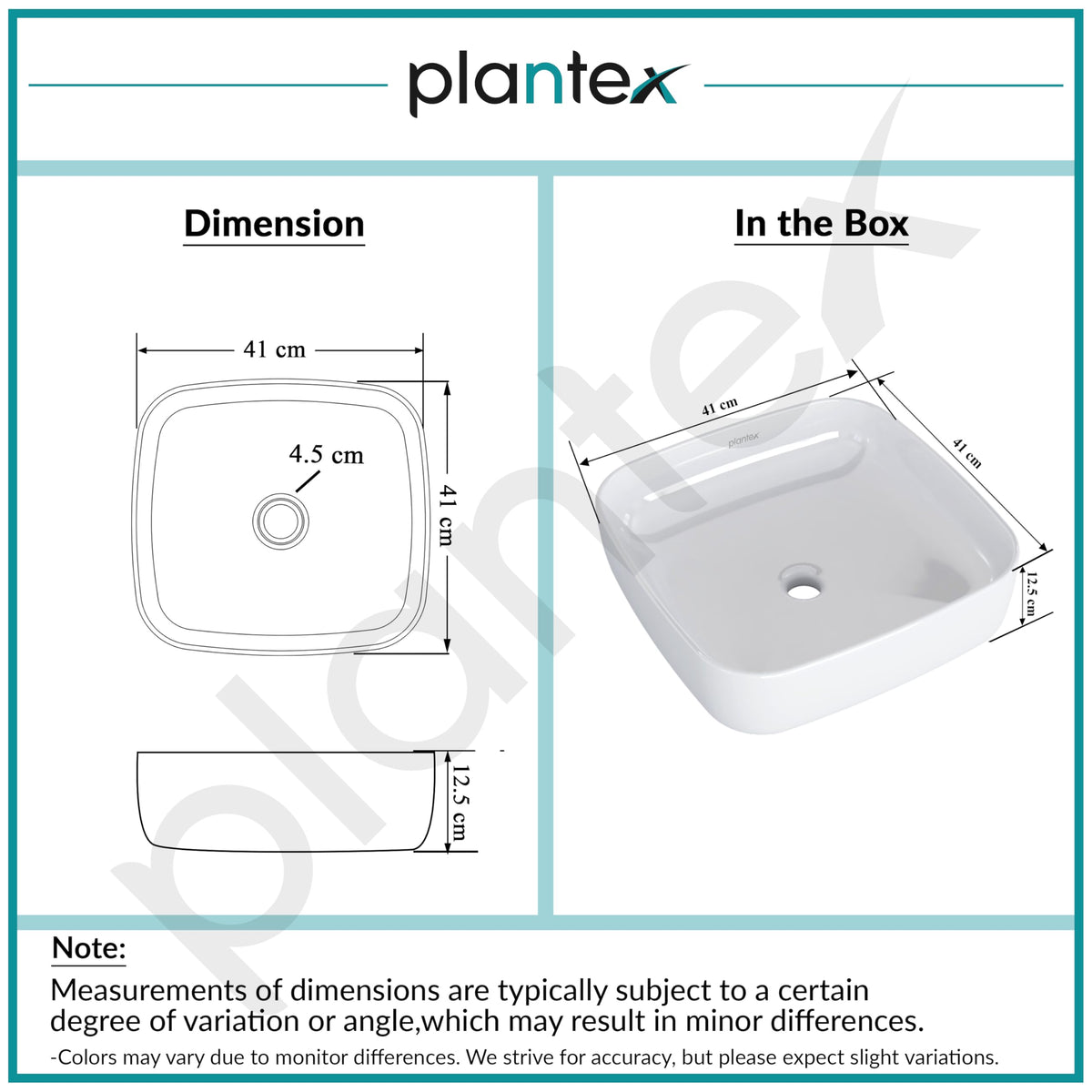 Plantex Platinum Ceramic Wash Basin/Basin for Bathroom/Tabletop Wash Basin/Bathroom Basin (White, 16 x 16 x 5 Inch)-3