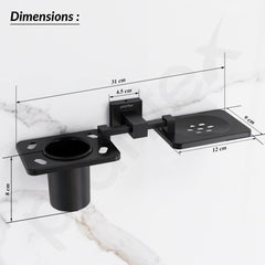 Plantex 304 Grade Stainless Steel 2in1 Soap Dish with Tooth Brush Holder/Soap Stand/Tumbler Holder/Bathroom Accessories - Wall Mount (Matt Black)-3