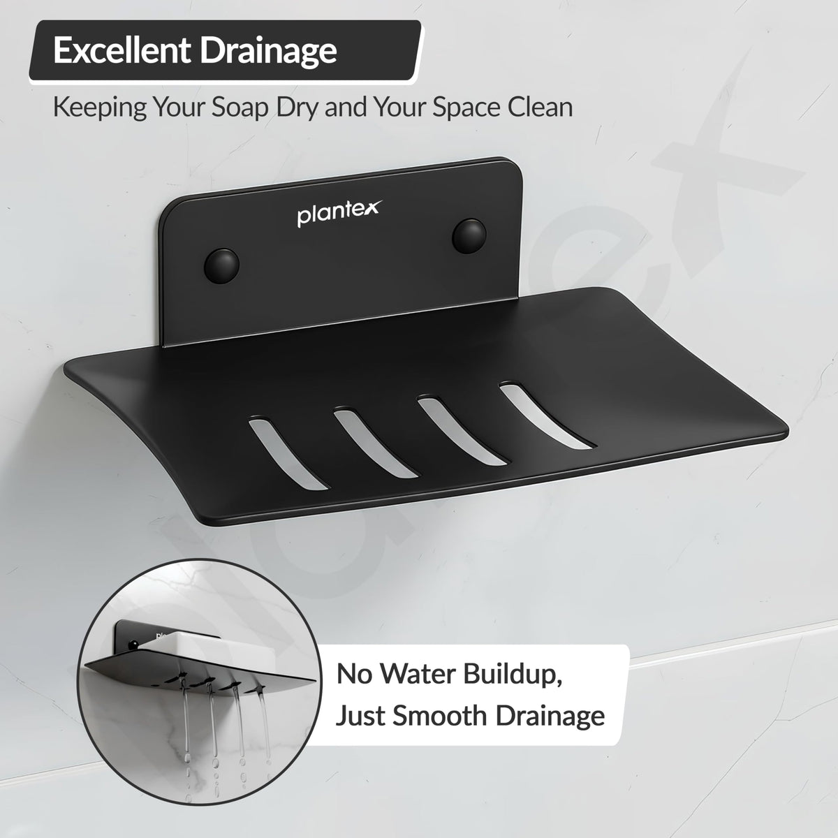 Plantex Stainless Steel Soap Holder for Bathroom/Wall Mounted Soap Holder/Soap Dish/Bathroom Accessories (Black)-5