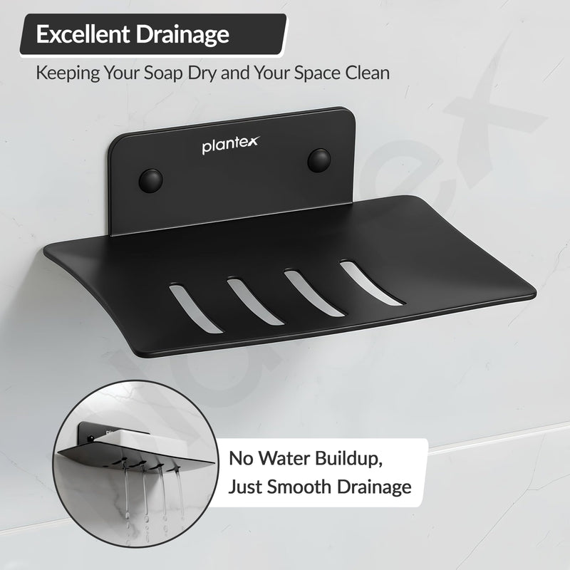 Plantex Stainless Steel Soap Holder for Bathroom/Wall Mounted Soap Holder/Soap Dish/Bathroom Accessories (Black)-5