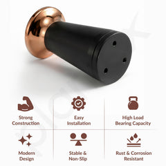 Plantex 4 Inch Sofa Leg for Bed Furniture/Aluminium Sofa Leg for Table/Support Legs/Furniture Leg - Pair of 2 (4 Piece) (DTS-87, Black & Rose Gold)-2