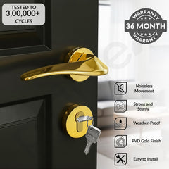Plantex Mortise Door Lock for Home/Main Door Lock with 3 Years of Warranty/Door Handle Lock Set with Brass Lock Body & Cylinder (7128, PVD Gold)-2