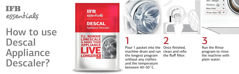 IFB Descale Powder For Washing Machine Drum Cleaner & Tub Cleaner, Washing Machine Cleaner Powder for all Front & Top Lo