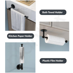 Plantex Stainless Steel Paper Holder/Kitchen Tissue Paper Roll Holder/Wall Mount Towel Stand/Kitchen Accessories - Pack of 1 (Black)-6