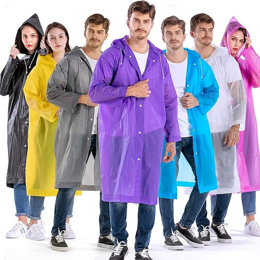 Allextreme EVA Waterproof Unisex Rain Coat Hooded Full Sleeves Outdoor Men, Women, Boys & Girls Rainwear Poncho Raincoat for Camping, Hiking & Travelling (Universal Size,1 Pc Random)