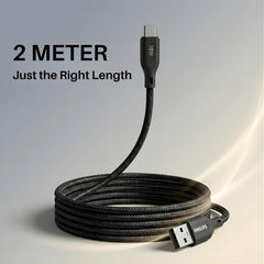 Philips DLC4160AB/94 18W Type-A to Type-C Fast Charging Cable (2m, Dark Slate)