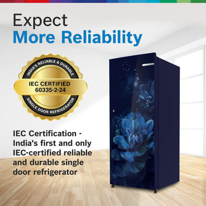 Bosch 187 L, 3 Star, Direct Cool Single Door Refrigerator (CST18B23NI, 2.5X Faster Cooling, 18 Hour Cooling Retention, Cool Bottle Zone, Feather Wine)