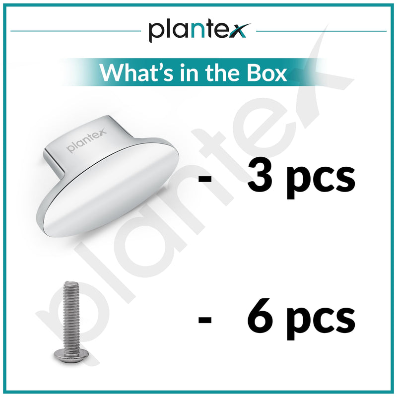 Plantex Knobs for Drawer/Small Drawer Knobs/Knobs for Cabinets/Pull-Push Knobs for Kitchen/Bedroom Drawer - Pack of 3 (Oval, Chrome)-6