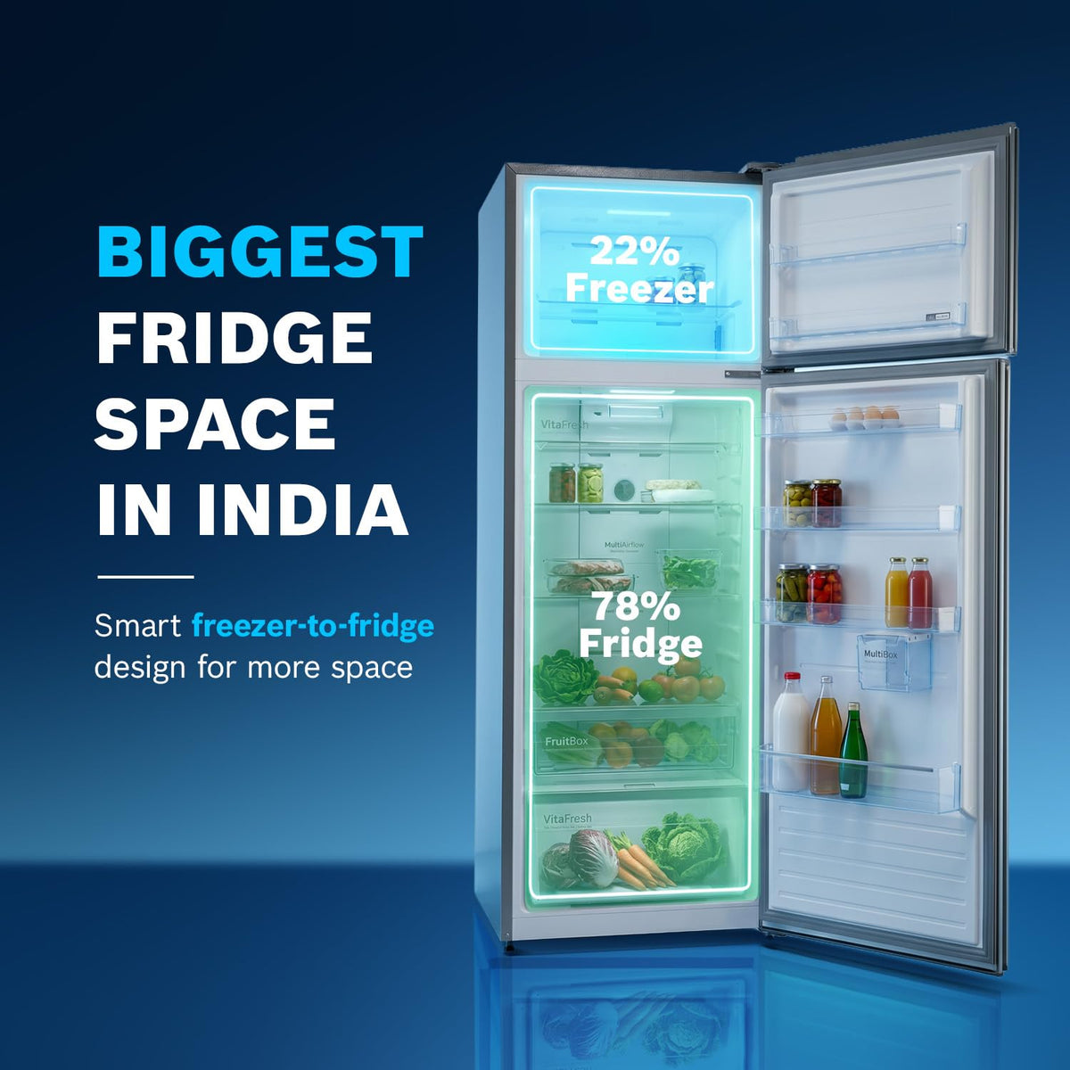 Bosch 368L, 2 Star, Frost Free Double Door Refrigerator (CTC39K02VI)-6