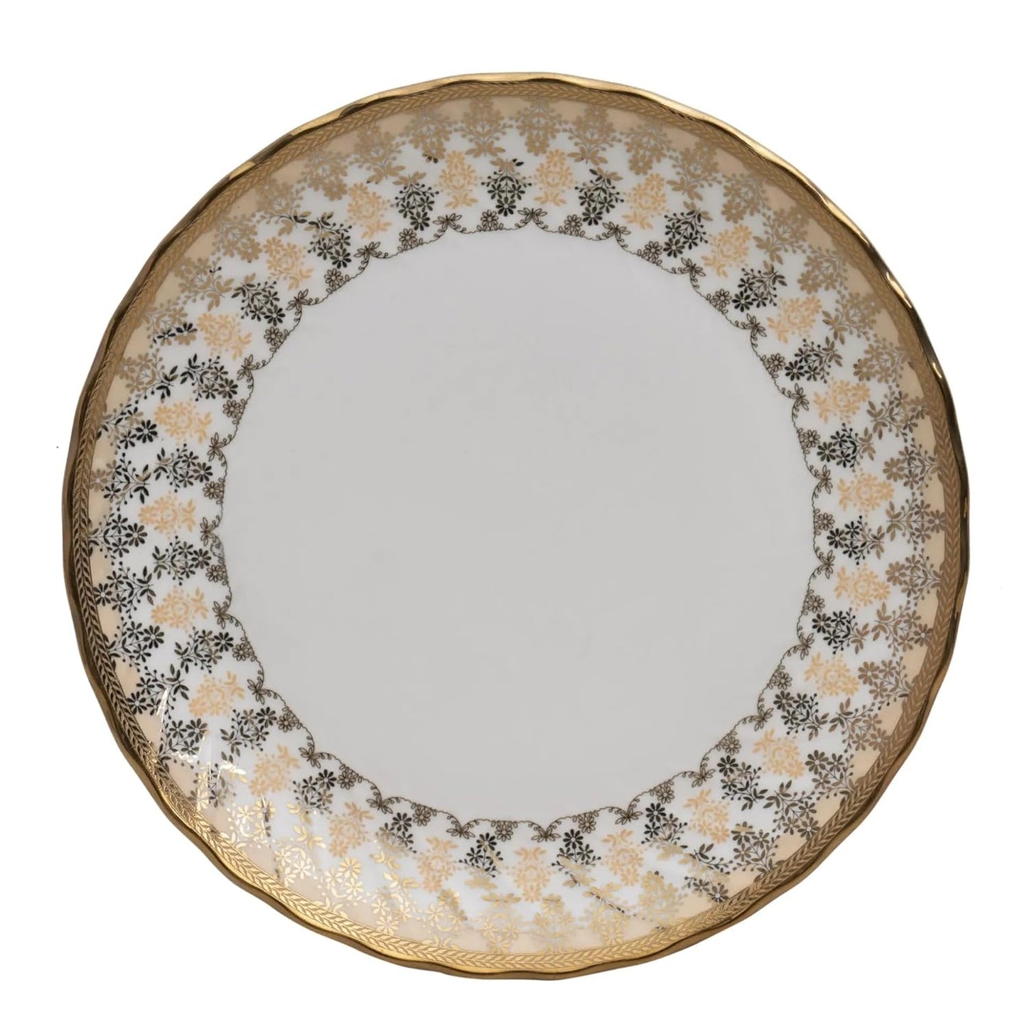 Clay Craft Fine Ceramic Ebony Dinner Set, Enchanting Gold, for Family of 4, Dinner Set Ceramic, Crockery Set, Dining Set for Dinner, Crockery Set for Gift, Kitchen Set (13 Pieces, E625)