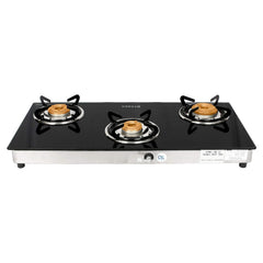 Faber Jumbo SS 3 Brass Burner Cooktop | 1 Jumbo, 1 Medium, 1 Small | Drip Tray | Toughened Glass | SS Finish | Ergonomic
