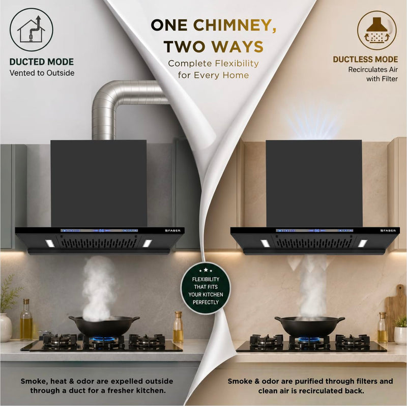 Faber SLIMX 75cm 1500m³/hr BLDC Autoclean Filterless T-Shape Chimney||Built In Oil Collector|Touch & Gesture Control|12Y