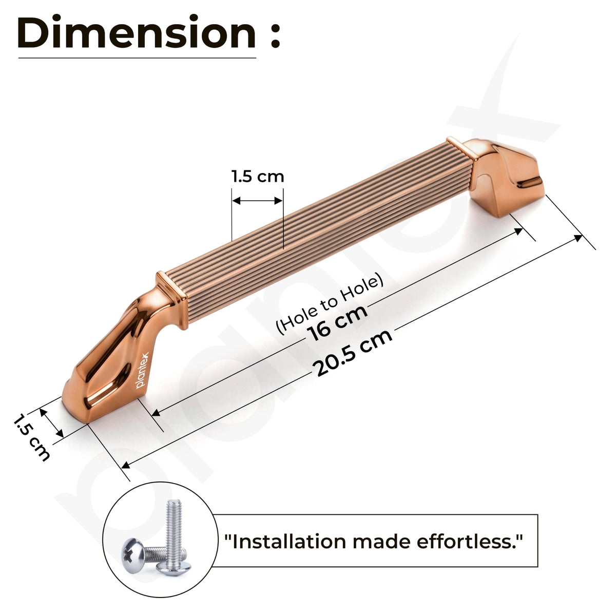 Plantex Aluminium Cabinet Handle/160mm Wardrobe Handle for Home/Cupboard Door Pull-Push Handles for Office - Pack of 1 (Rose Gold)-2