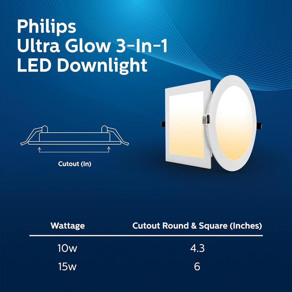 Philips Ultra Glow 15-watt Square LED Downlighter (Pack of 2)