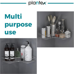 Plantex Self Adhesive Corner Shelf for Wall/Stainless Steel Bathroom Shelf/Kitchen Corner Shelf/Bathroom Organizer Without Drill-Pack of 4 (Chrome)-5