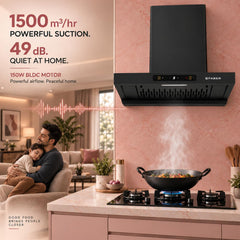 Faber Coral 60cm 1500m³/hr BLDC Autoclean T-Shape Chimney | 9 Speed | Touch & Gesture Control | 12Yr Motor,2Yr Comprehen