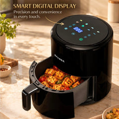 Faber 4L 1500W Digital Air Fryer | Fry, Bake, Roast | 85% Less Oil, 200°C Swirl Heating Technology |8-Preset Menu | Touc