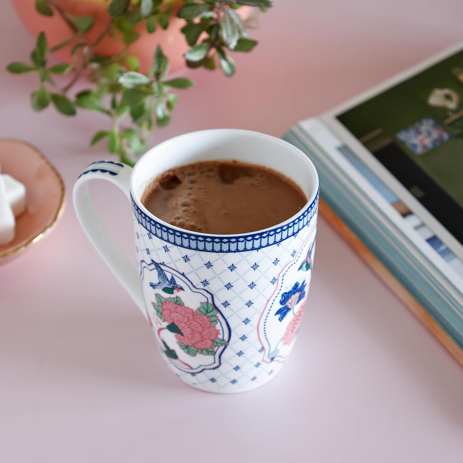 Magique by The Wishing Chair x ClayCraft : Window Jahanara Ceramic Coffee Mug 300ml | Fine China Milk Tea Cup | Elegant Floral Mug for Home Office Gifting | Microwave & Dishwasher Safe
