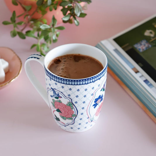 Magique by The Wishing Chair x ClayCraft : Window Jahanara Ceramic Coffee Mug 300ml | Fine China Milk Tea Cup | Elegant Floral Mug for Home Office Gifting | Microwave & Dishwasher Safe