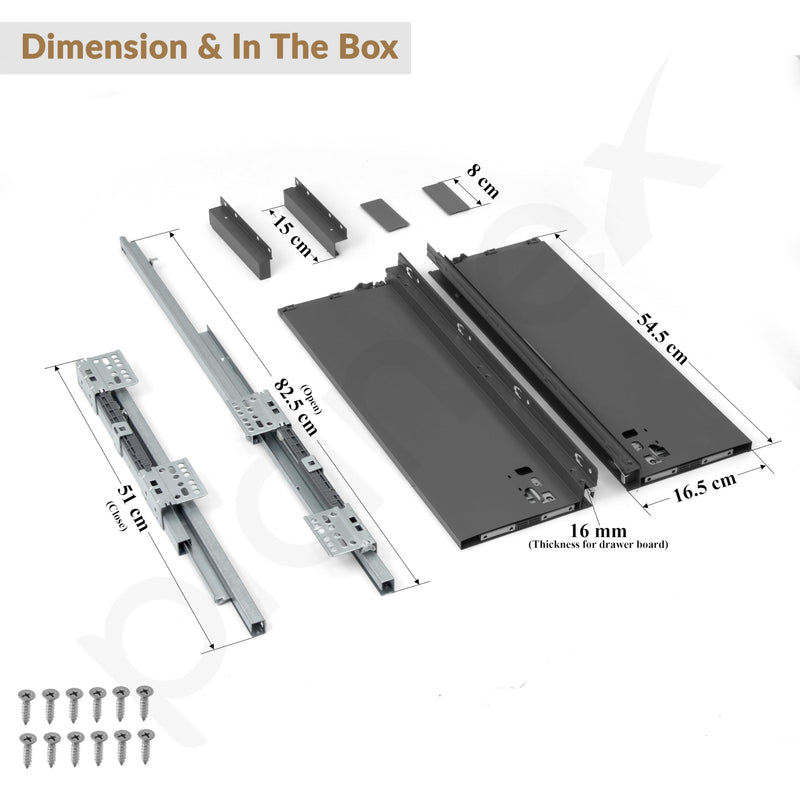 Plantex Tandem Box Drawer for Kitchen/Soft Close Tandem Box for Modular Kitchen/Tandem Basket/Load Capacity Upto 45 Kg - Grey (22 x 8 inch)-2