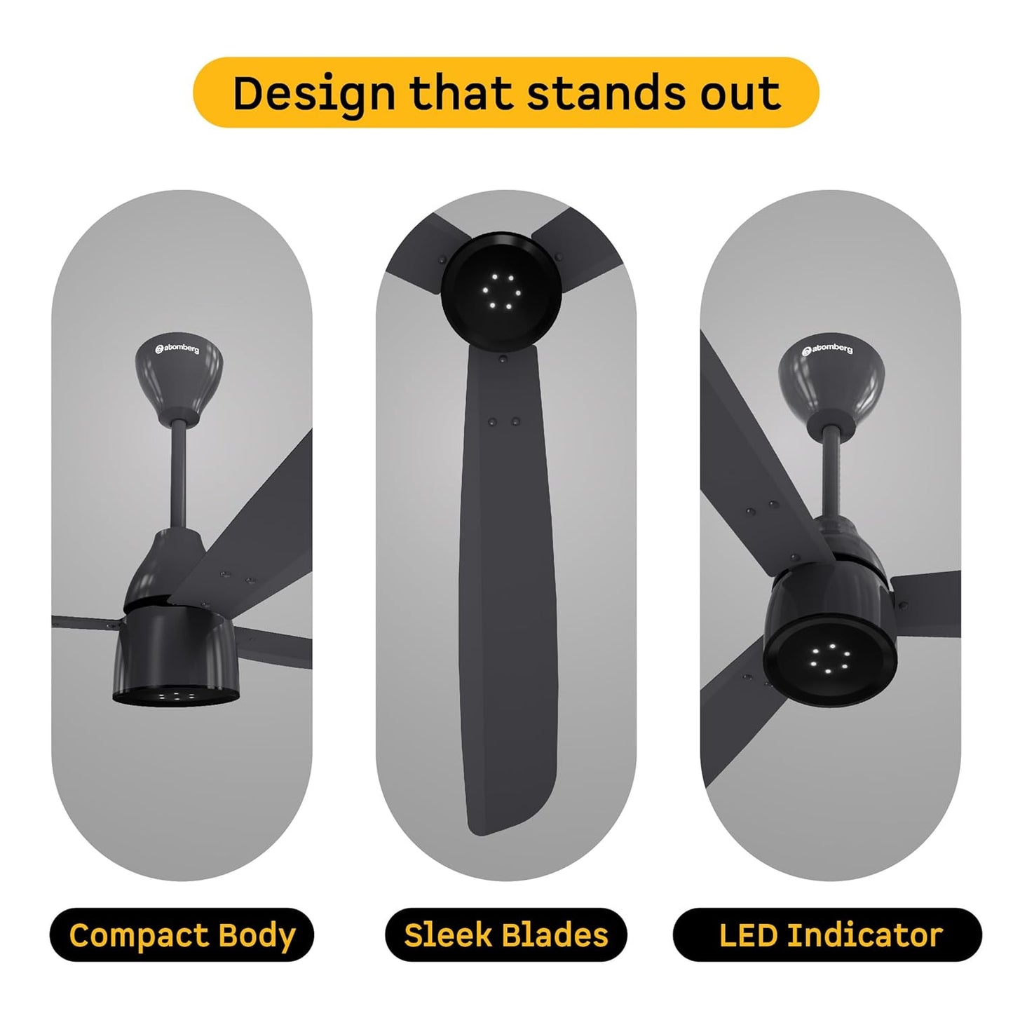 atomberg Renesa Enzel 1200mm BLDC Ceiling Fan with Remote Control | BEE 5 star Rated Energy Efficient Fan | High Air Delivery with LED Indicators| 3 Year Warranty (Pebble Grey)