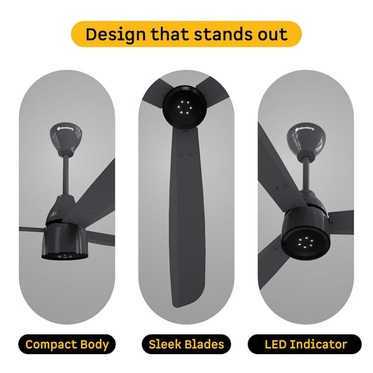 atomberg Renesa Enzel 1200mm BLDC Ceiling Fan with Remote Control | BEE 5 star Rated Energy Efficient Fan | High Air Delivery with LED Indicators| 3 Year Warranty (Pebble Grey)